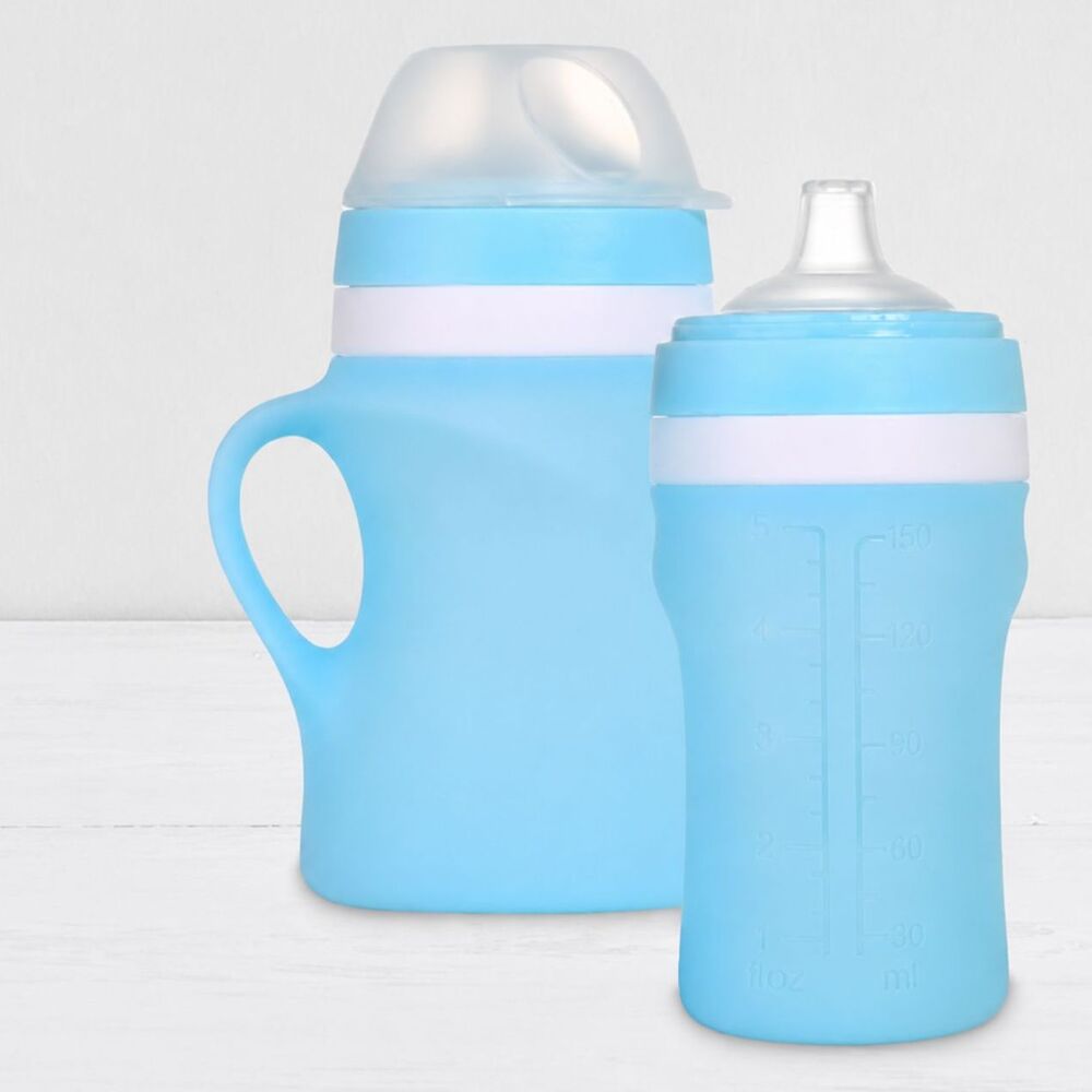 Silicone Baby Food & Puree Feeding Bottle with Dual Nipples